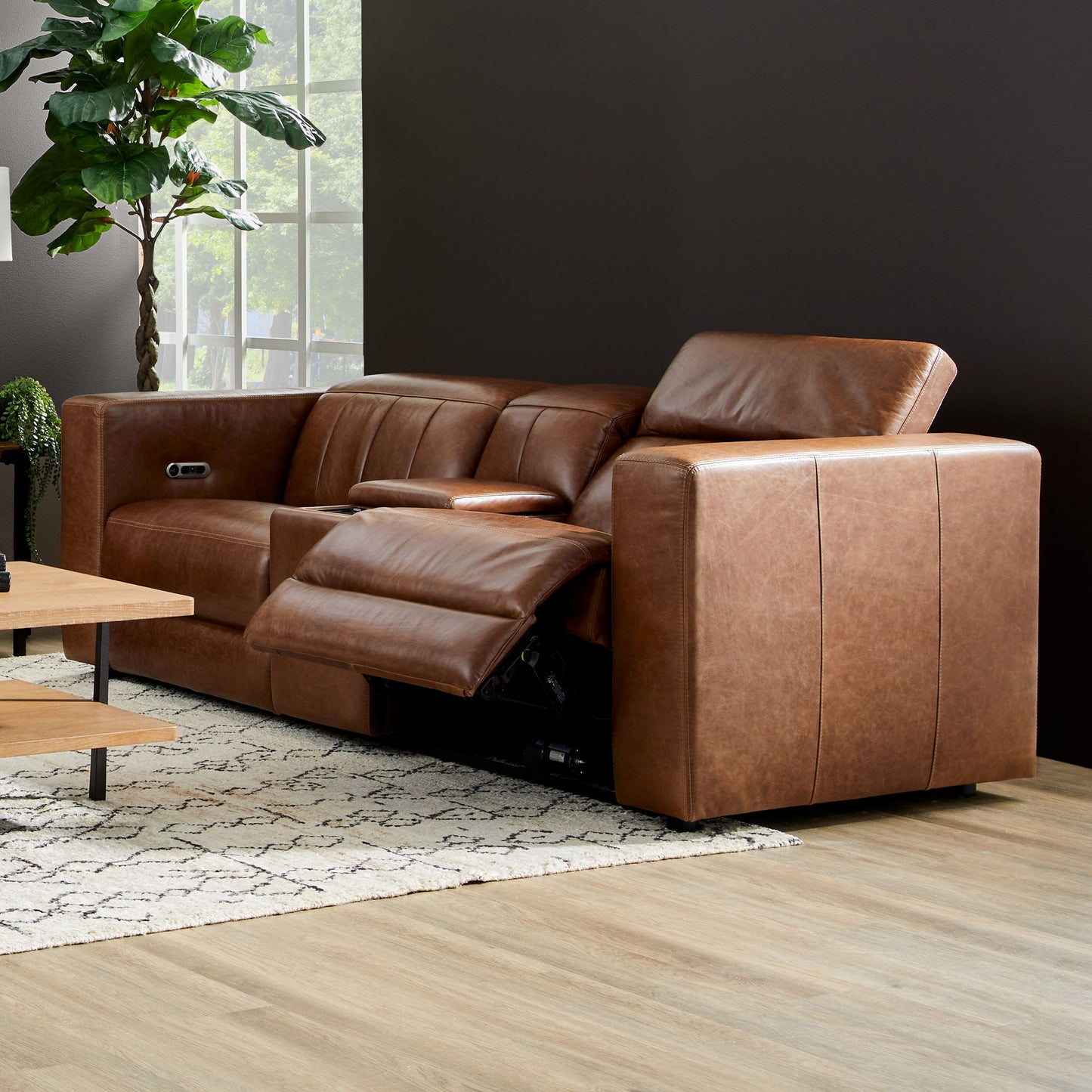 Austin - Power Reclining Loveseat With Console And Power Headrests - Chestnut
