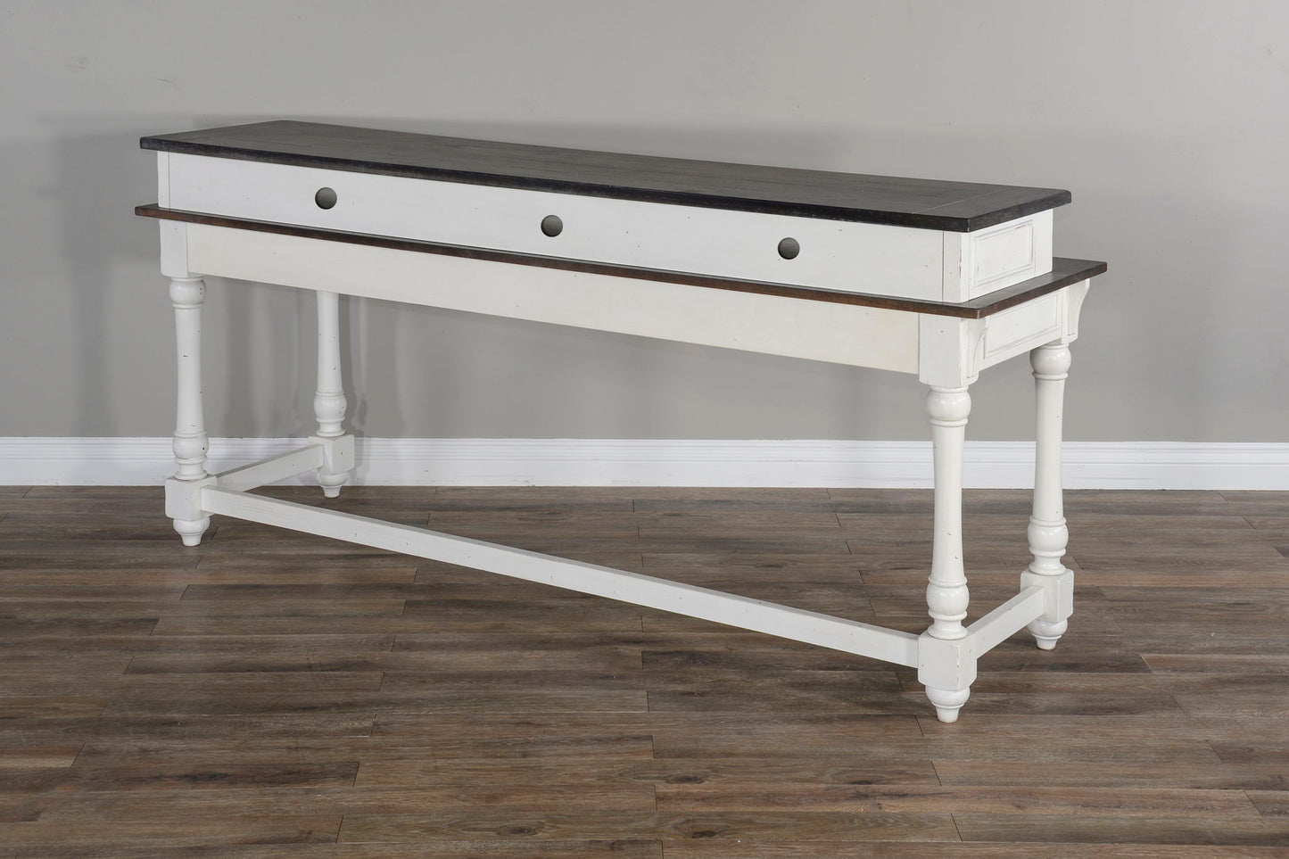 Carriage House - Console Table - Cottage White / Europen Dark