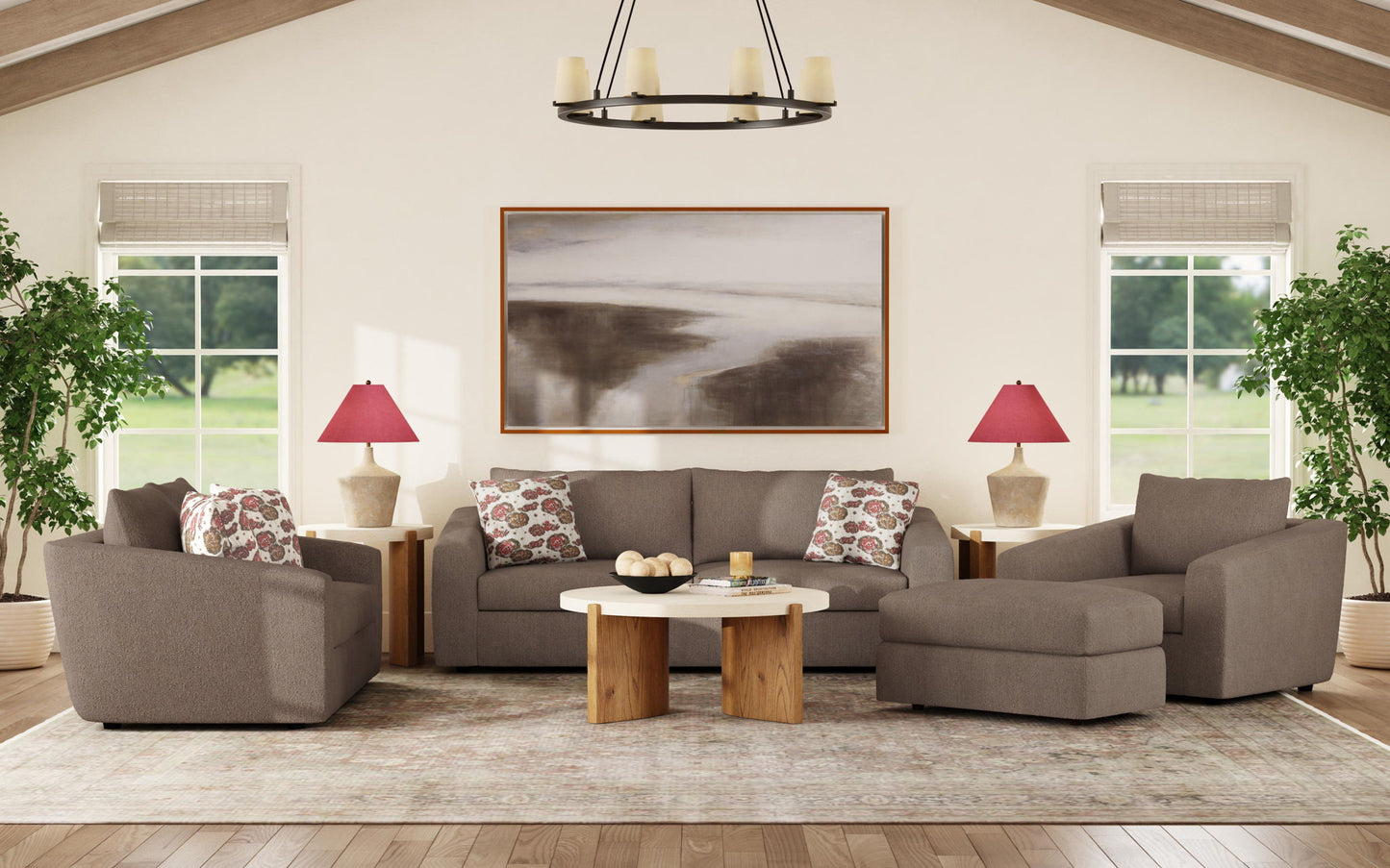 Chevy - Fabric Ottoman Pouf - Brown