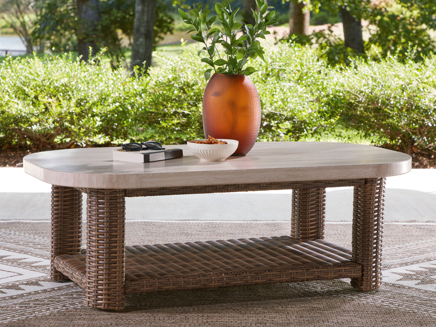 Dolan Creek - Rectangular Cocktail Table - Beige / Brown