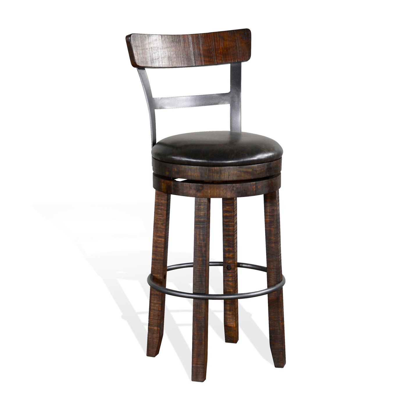 Homestead - Bar Bartool With Back & Swivel, Cushion Seat (Set of 2) - Tobacco Leaf