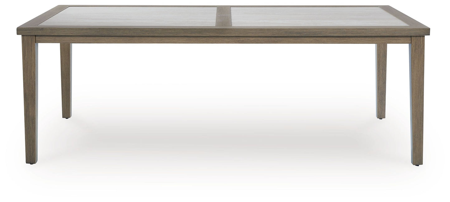 Rainier Ranch - Rectangle Dining Table With Umbrella Option - Brown / Beige