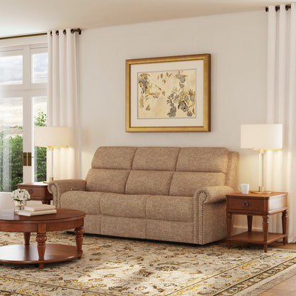 Bernard - Power Reclining Sofa With Console, Power Headrests & Lumbar, Nailhead Trim