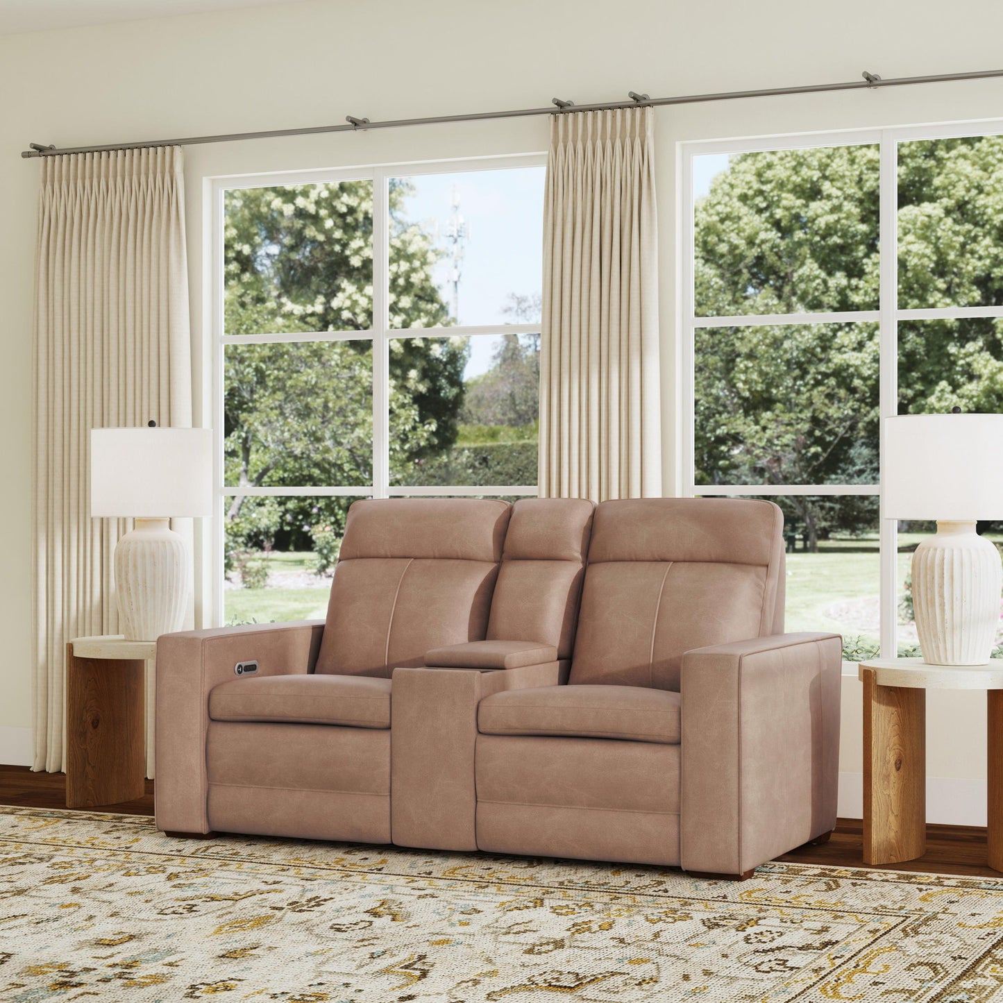 Dutch - Power Reclining Loveseat With Console, Power Headrest & Lumbar