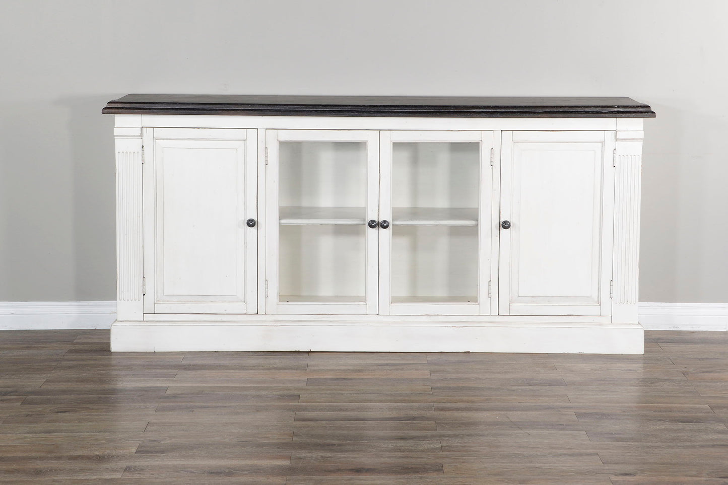 Carriage House - Media Console - Cottage White / Europen Dark