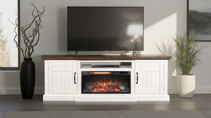 Pasadena - TV Console With Fireplace Option - Buckskin / Marble White