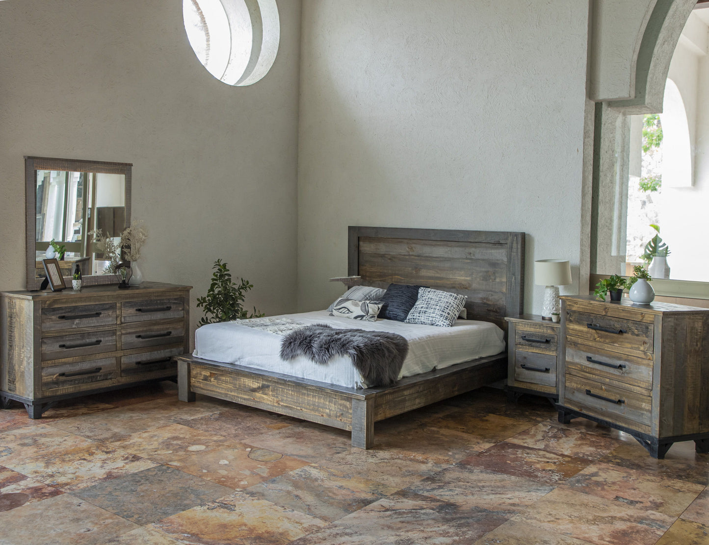 Loft - Nightstand - Two Tone Gray / Brown