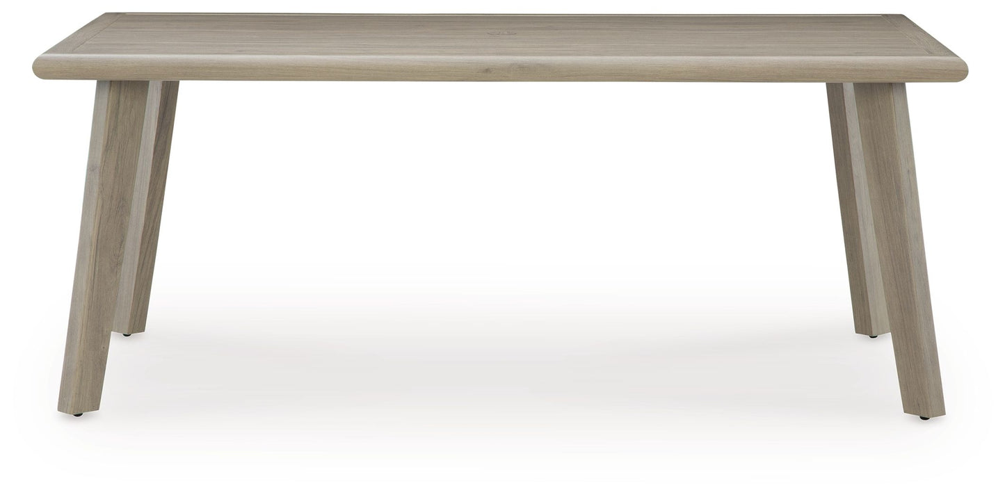 Cliff Trails - Rectangle Dining Table With Umbrella Option - Beige