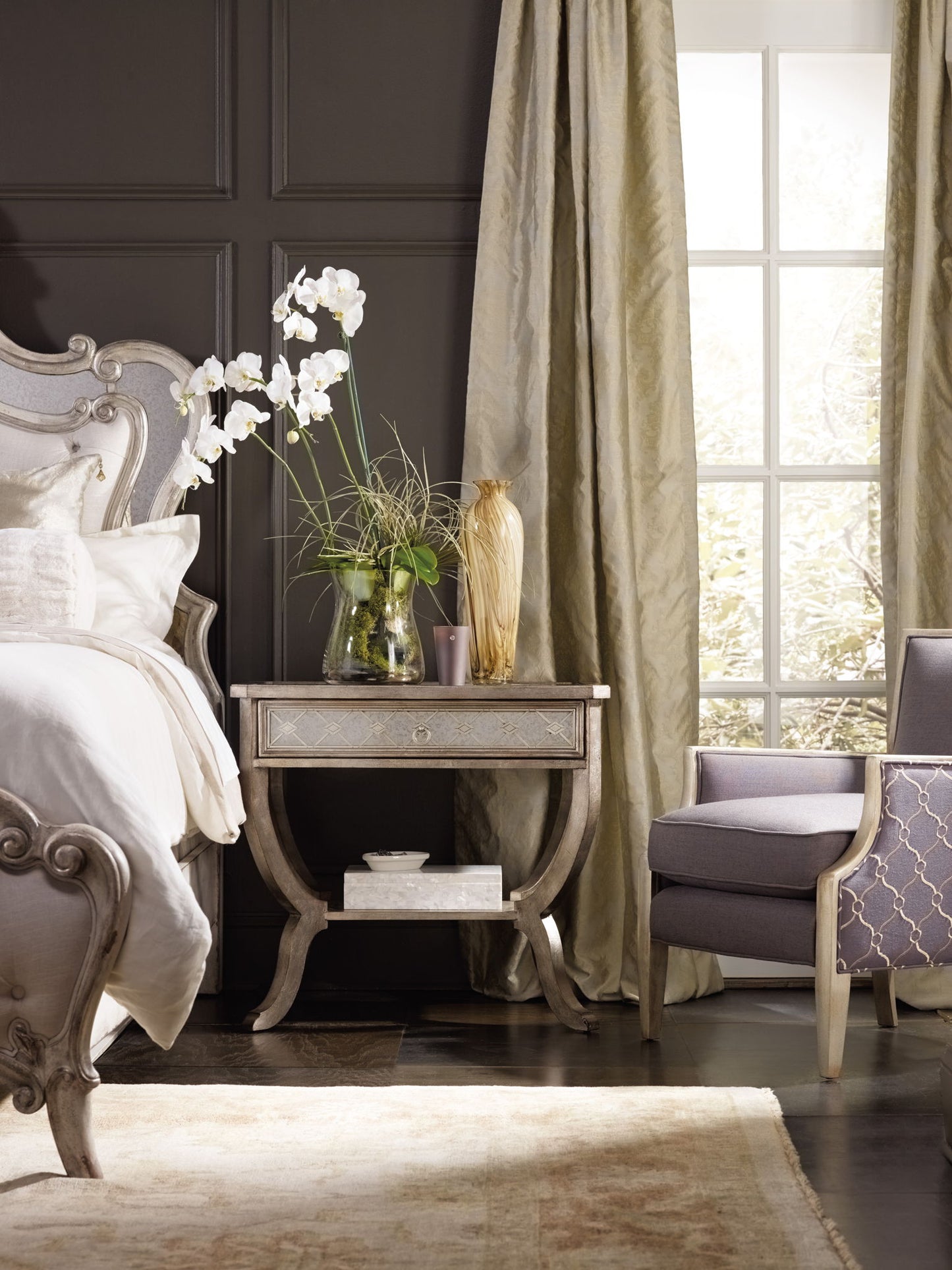 Sanctuary - Bedside Table - Pearl Silver