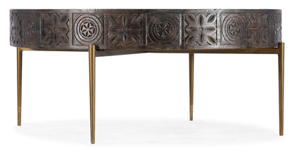 Commerce And Market - Carved Round Cocktail Table - Dark Brown