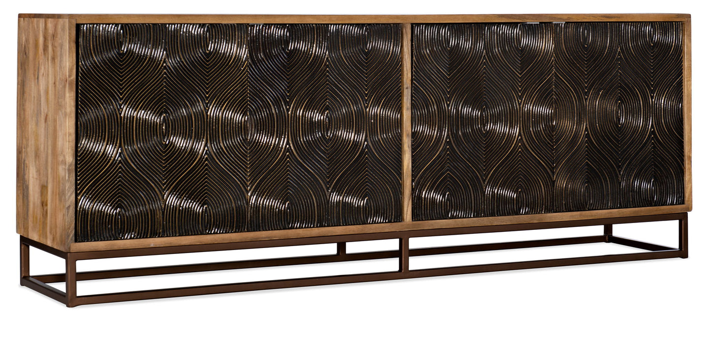 Swirl Door Entertainment Console - Light Brown / Dark Brown