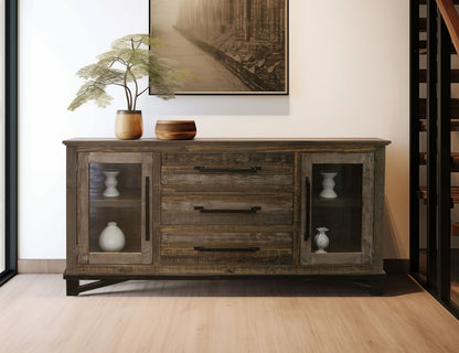 Loft - Buffet With 3 Drawer / 2 Doors - Two Tone Gray / Brown