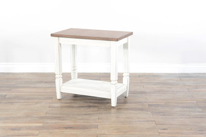Chair Side Table - White / Light Brown