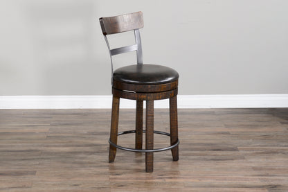 Homestead - Counter Bartool With Back & Swivel, Cushion Seat (Set of 2) - Tobacco Leaf