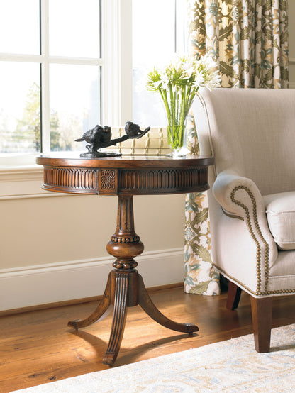 Commerce And Market - Round Pedestal Accent Table - Dark Brown
