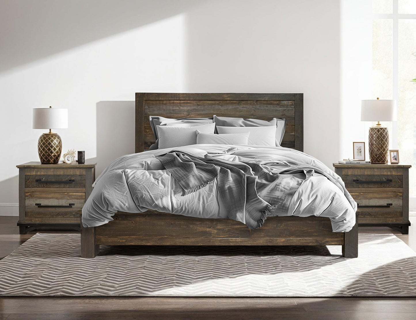 Loft - 2 Drawer Nightstand - Two Tone Gray / Brown