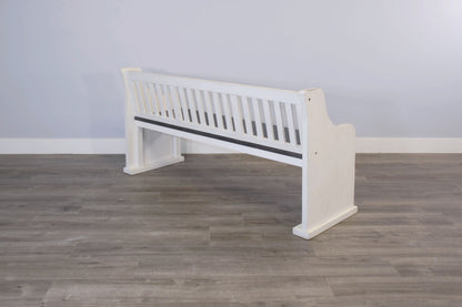 Carriage House - Slat Back Bench - Cottage White / Europen Dark